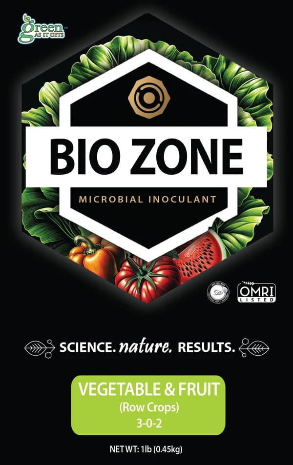 BioZone Vegetable & Fruit (Row Crops) label, front of pack